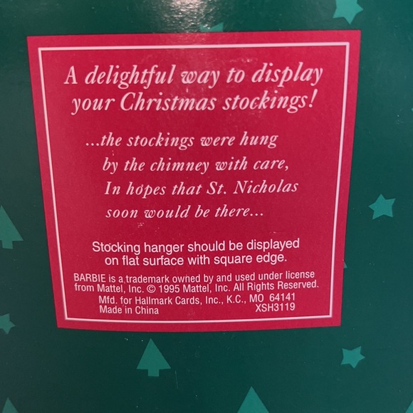 Vintage 1995 Mattel Happy Holidays Barbie Stocking Hanger New in Box - Picture 4 of 6